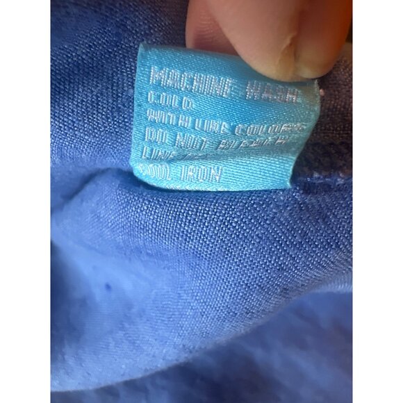 J. McLaughlin WoBlue Linen Button-Down Shirt L Lightweight Casual Long Sleeve - Picture 5 of 7